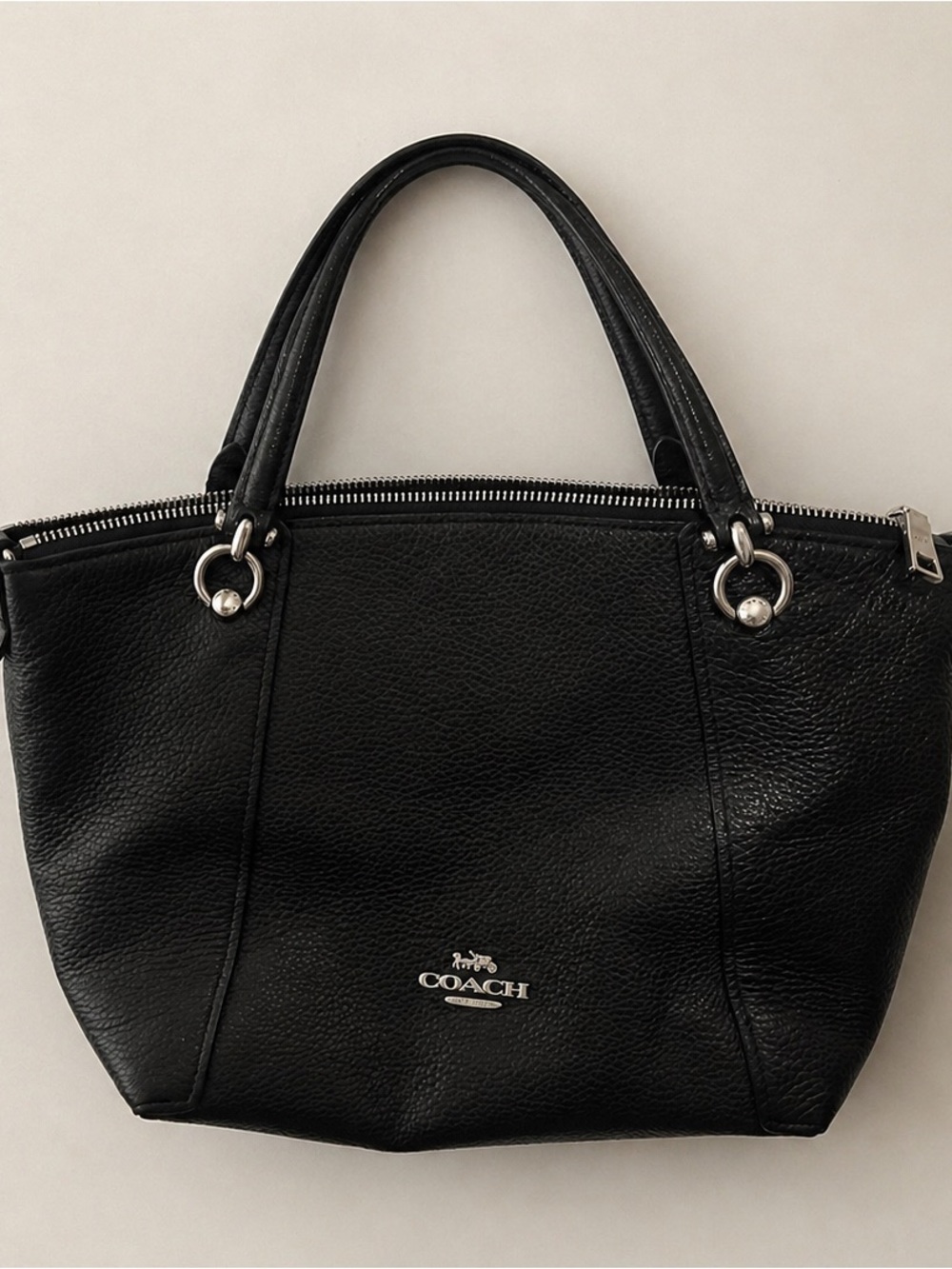 Authentic COACH Black Leather Zip-Top Tote